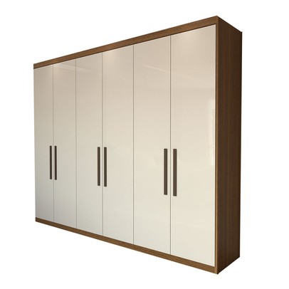 Guarda-Roupa Casal Closetto 6 Portas 4 Gavetas 100% Mdf Amêndola Touch/Off White - Panorama Móveis