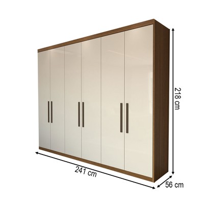 Guarda-Roupa Casal Closetto 6 Portas 4 Gavetas 100% Mdf Amêndola Touch/Off White - Panorama Móveis