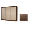Guarda-Roupa Casal Europa 3 Portas 10 Gavetas 100% Mdf Castanho/Nude - Panorama Móveis