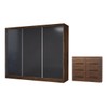 Guarda-Roupa Casal Europa 3 Portas 10 Gavetas 100% Mdf Castanho/Preto - Panorama Móveis