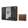 Guarda-Roupa Casal Europa 3 Portas 10 Gavetas 100% Mdf com Espelho Castanho/Preto - Panorama Móveis