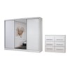Guarda-Roupa Casal Europa 3 Portas 10 Gavetas 100% Mdf com Espelho Branco - Panorama Móveis