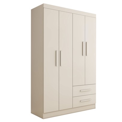 Guarda-Roupa Solteiro Zeus 4 Portas 2 Gavetas Flex Branco  - Panorama Móveis
