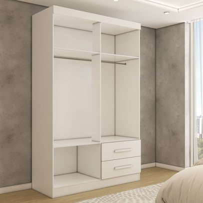 Guarda-Roupa Solteiro Zeus 4 Portas 2 Gavetas Flex Branco  - Panorama Móveis