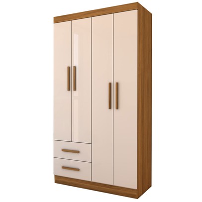 Guarda-Roupa Infantil Linho 4 Portas 2 Gavetas Freijó Trend/Off White Tx - Panorama Móveis