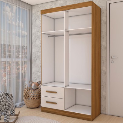 Guarda-Roupa Infantil Linho 4 Portas 2 Gavetas Freijó Trend/Off White Tx - Panorama Móveis