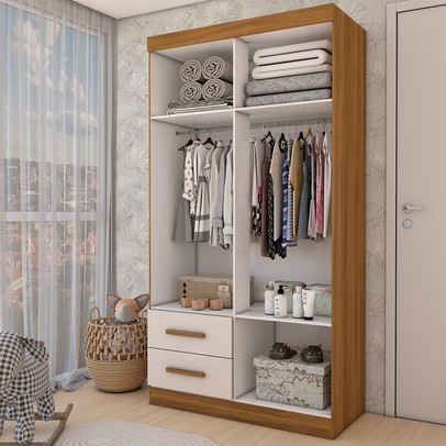 Guarda-Roupa Infantil Linho 4 Portas 2 Gavetas Freijó Trend/Off White Tx - Panorama Móveis