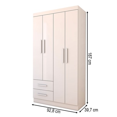 Guarda-Roupa Infantil Linho 4 Portas 2 Gavetas Flex Branco - Panorama Móveis