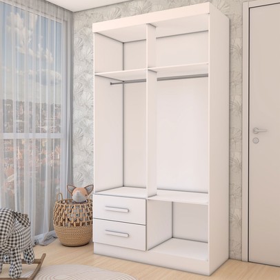 Guarda-Roupa Infantil Linho 4 Portas 2 Gavetas Flex Branco - Panorama Móveis