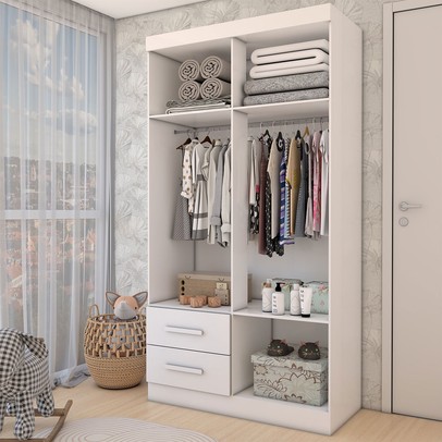 Guarda-Roupa Infantil Linho 4 Portas 2 Gavetas Flex Branco - Panorama Móveis