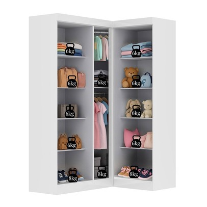 Guarda-Roupa Infantil Modulado Andes 5 Portas 12 Prateleiras Branco - Pnr Móveis