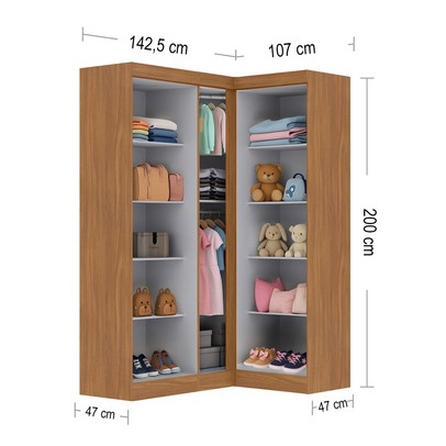 Guarda-Roupa Infantil Modulado Andes 5 Portas 12 Prateleiras Cinamomo/Off White - Pnr Móveis