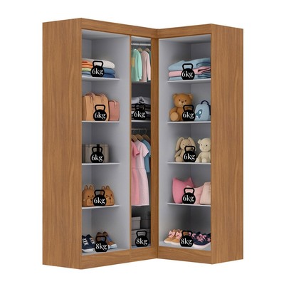 Guarda-Roupa Infantil Modulado Andes 5 Portas 12 Prateleiras Cinamomo/Off White - Pnr Móveis