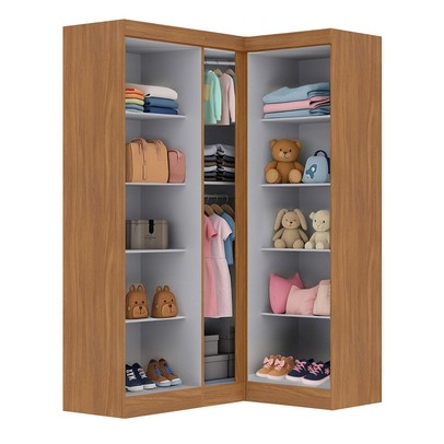 Guarda-Roupa Infantil Modulado Andes 5 Portas 12 Prateleiras Cinamomo/Off White - Pnr Móveis