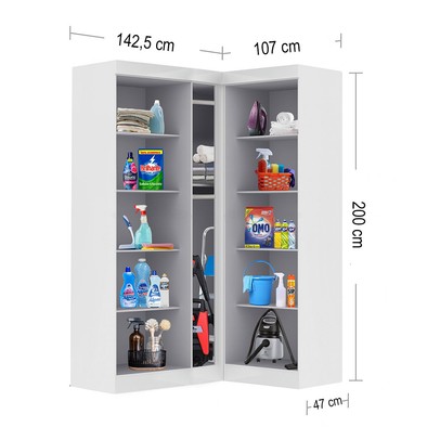 Armário Multiuso Modulado Andes 5 Portas 12 Prateleiras Branco - Pnr Móveis