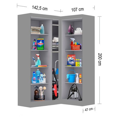Armário Multiuso Modulado Andes 5 Portas 12 Prateleiras Onix - Pnr Móveis