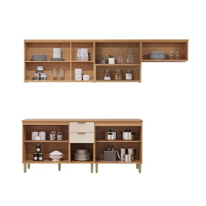 Cozinha Completa Selene 11 Portas 2 Gavetas Jequitibá/Off White Fosco - Linea Brasil