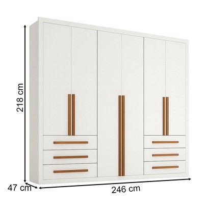 Guarda-Roupa Casal Monaco Plus 6 Portas 6 Gavetas Branco - Maxel