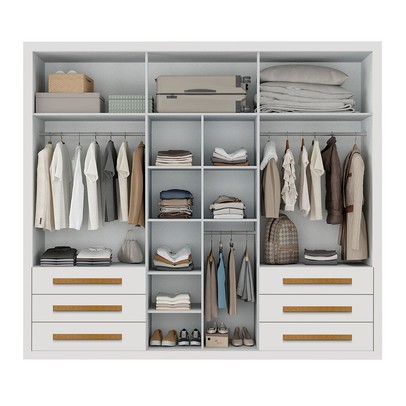 Guarda-Roupa Casal Monaco Plus 6 Portas 6 Gavetas com Espelho Branco - Maxel