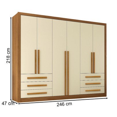 Guarda-Roupa Casal Monaco Plus 6 Portas 6 Gavetas Cinamomo/Off White - Maxel