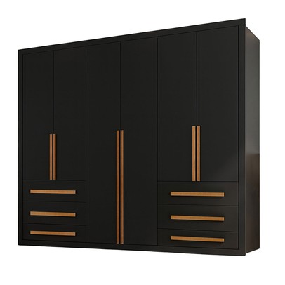 Guarda-Roupa Casal Monaco Plus 6 Portas 6 Gavetas Preto - Maxel