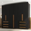 Guarda-Roupa Casal Monaco Plus 6 Portas 6 Gavetas Preto - Maxel