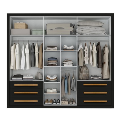 Guarda-Roupa Casal Monaco Plus 6 Portas 6 Gavetas Preto - Maxel