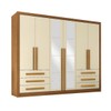 Guarda-Roupa Casal Monaco Plus 6 Portas 6 Gavetas com Espelho Cinamomo/Off White - Maxel