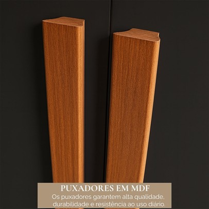 Guarda-Roupa Casal Monaco Plus 6 Portas 6 Gavetas com Espelho Preto - Maxel