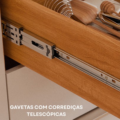 Cozinha Completa Helena 9 Portas 2 Gavetas Ripado Cinamomo/Off White - Pnr Móveis