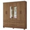 Guarda-Roupa Casal Marilena 6 Portas 9 Gavetas Jatoba com Espelho - Pnr Móveis