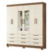 Guarda-Roupa Casal Marilena 6 Portas 9 Gavetas Jatoba/Areia com Espelho - Pnr Móveis