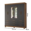 Guarda-Roupa Casal Marilena 6 Portas 9 Gavetas Jatoba/Grafite com Espelho - Pnr Móveis