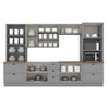 Cozinha Completa Americana 12 Portas 7 Gavetas com Vidro 100% Mdf Cinza/Nature - Henn