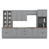 Cozinha Completa Americana 12 Portas 7 Gavetas com Vidro 100% Mdf Cinza/Nature - Henn