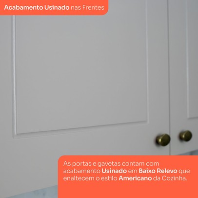 Cozinha Completa Americana 12 Portas 7 Gavetas com Vidro 100% Mdf Cinza/Nature - Henn