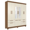 Guarda-Roupa Casal Marilena 6 Portas 9 Gavetas Jatoba/Areia com Espelho - Pnr Móveis