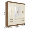 Guarda-Roupa Casal Marilena 6 Portas 9 Gavetas Jatoba/Areia com Espelho - Pnr Móveis