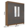 Guarda-Roupa Casal Marilena 6 Portas 9 Gavetas Jatoba/Grafite com Espelho - Pnr Móveis