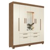 Guarda-Roupa Casal Pérola 6 Portas 4 Gavetas Jatoba/Areia com Espelho - Pnr Móveis