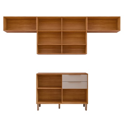 Cozinha Completa Helena 6 Portas 2 Gavetas Ripado Cinamomo/Off White - Pnr Móveis