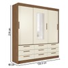 Guarda-Roupa Casal Albatroz 3 Portas 9 Gavetas Jatoba/Areia com Espelho - Pnr Móveis