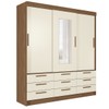 Guarda-Roupa Casal Albatroz 3 Portas 9 Gavetas Jatoba/Areia com Espelho - Pnr Móveis