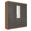 Guarda-Roupa Casal Albatroz 3 Portas 9 Gavetas Jatoba/Grafite com Espelho - Pnr Móveis