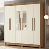 Guarda-Roupa Casal Ampére 6 Portas 2 Gavetas Jatoba/Areia com Espelho - Pnr Móveis