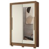 Guarda-Roupa Solteiro Jardins 2 Portas 2 Gavetas Jatoba/Areia com Espelho - Pnr Móveis