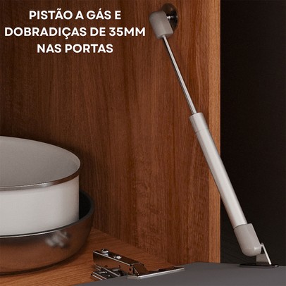 Cozinha Compacta Helena 4 Portas 2 Gavetas Ripado Cinamomo/Titanium - Pnr Móveis