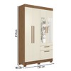 Guarda-Roupa Solteiro Sonora 4 Portas 2 Gavetas Jatoba/Areia  com Espelho - Pnr Móveis