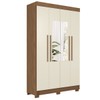 Guarda-Roupa Solteiro Iporá 4 Portas 2 Gavetas Jatoba/Areia com Espelho - Pnr Móveis
