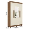 Guarda-Roupa Solteiro Iporá 4 Portas 2 Gavetas Jatoba/Areia com Espelho - Pnr Móveis